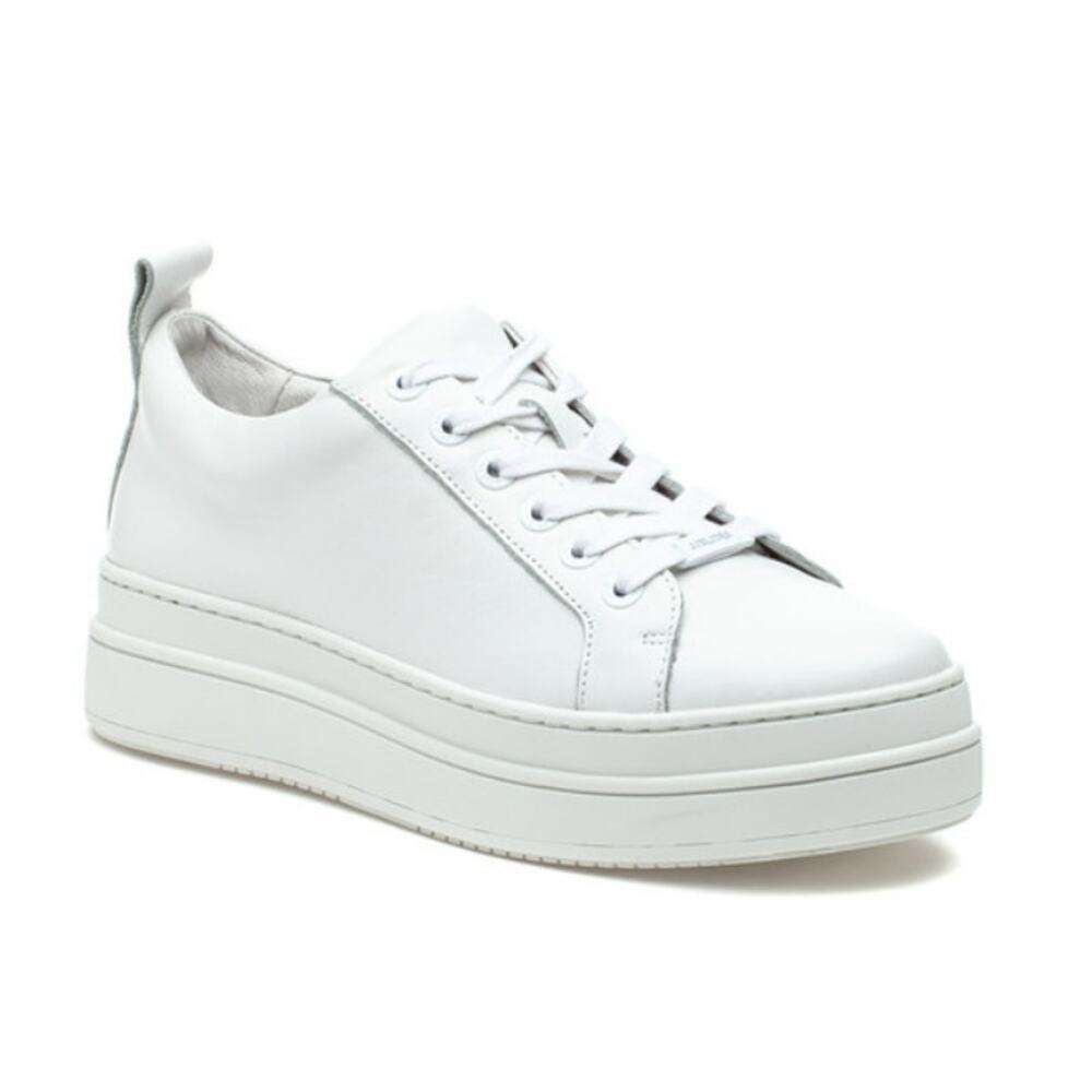 J/Slides Shoes Womens 8.5 White Leather Platform Sneakers Noca Comfortable Comfy